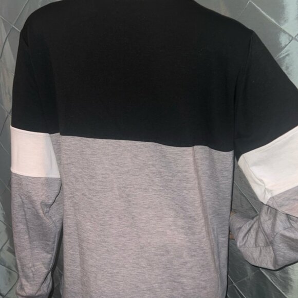 Womens Small Black White Gray Stripe Casual Loose Long Sleeve Pullover (GS3) - Picture 5 of 6